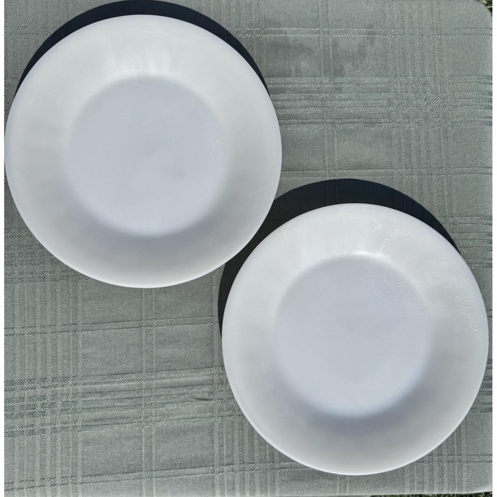 Set of 2 Fire King Milk Glass Ivory Swirl Plates 9 Inch Made In USA Vintage